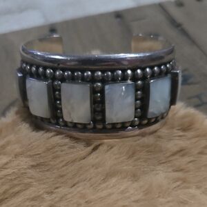 Sterling Silver and American Indian  Stone Cuff Bracelet